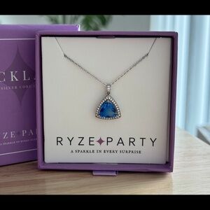 Ryze Party “Bahama Blue Crystal” Sterling Silver Necklace